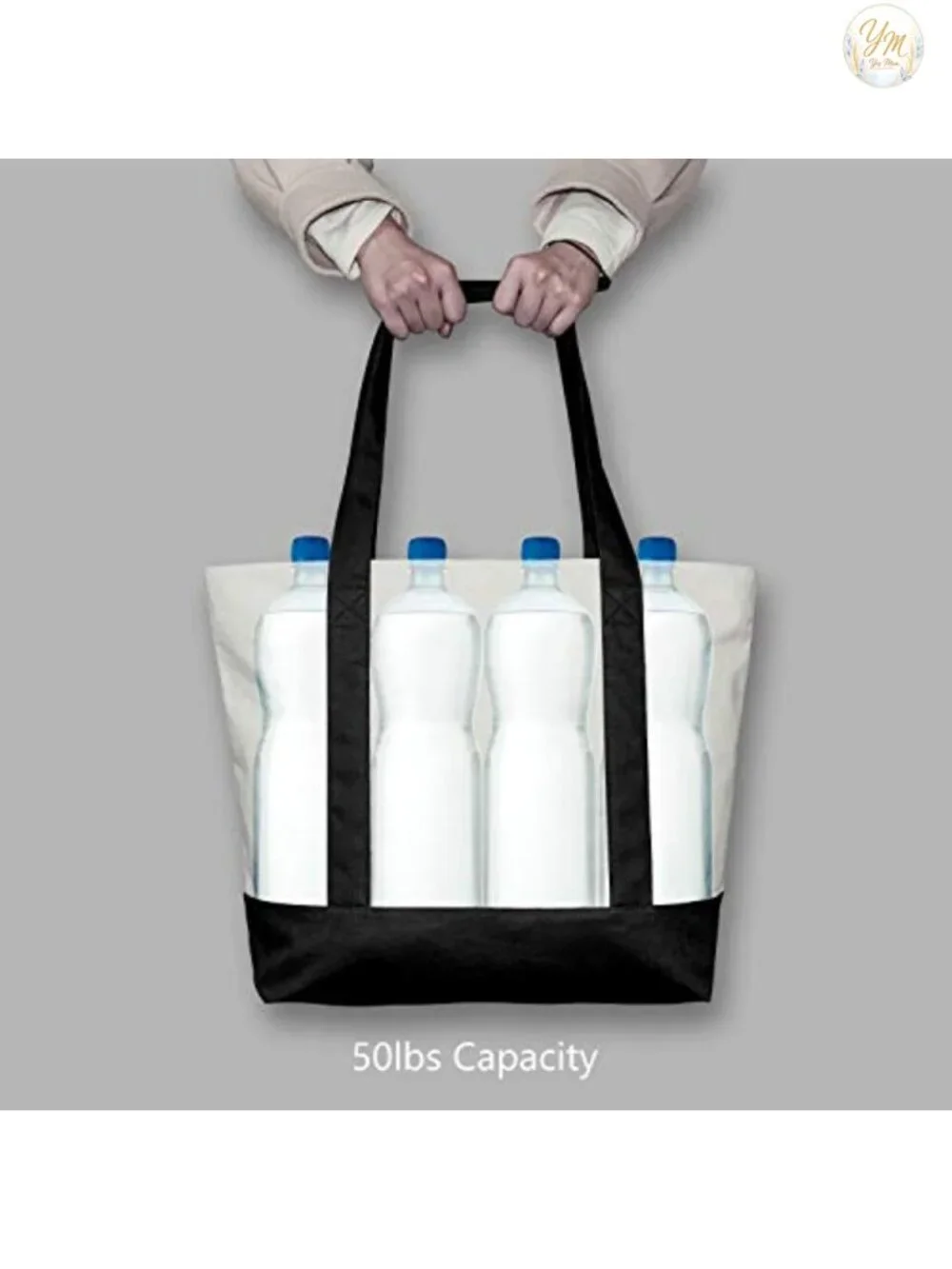 Canvas Tote Bags with External Pocket, Reusable Grocery Shopping Bags, Heavy